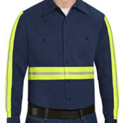 Men's Enhanced Visibility Long Sleeve Cotton Work Shirt