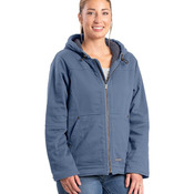 Women's Sherpa-Lined Twill Hooded Jacket
